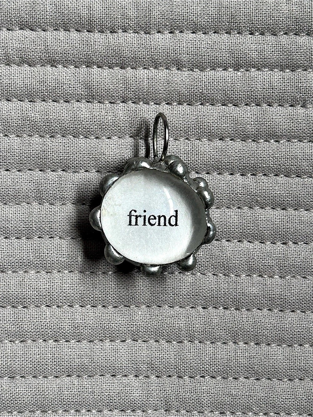 Silver-tone clear glass dome pendant charm